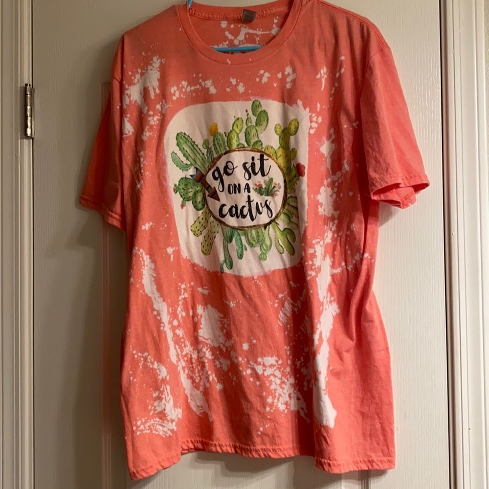 Super Soft Gildan Heather Pink Handmade ‘Go sit on a cactus’ unisex size XL